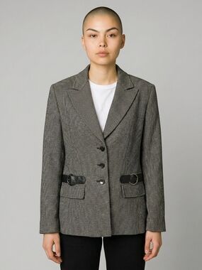Vintage Tahari Black and White 100% Wool Blazer